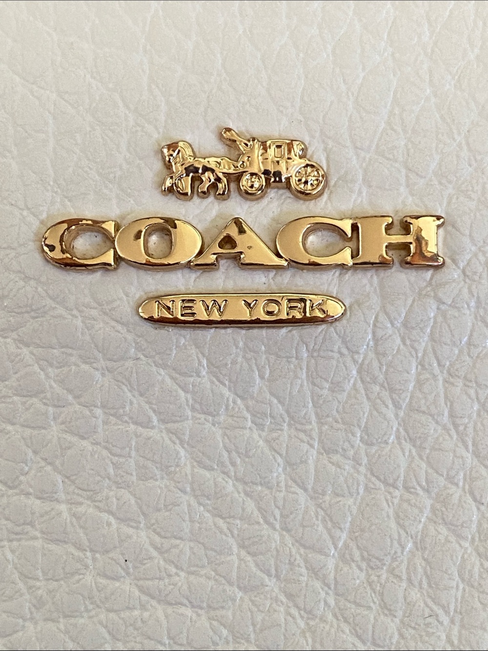 COACH White Pebbled Leather Zip Around Wallet with Gold Tone Logo - Picture 8 of 16